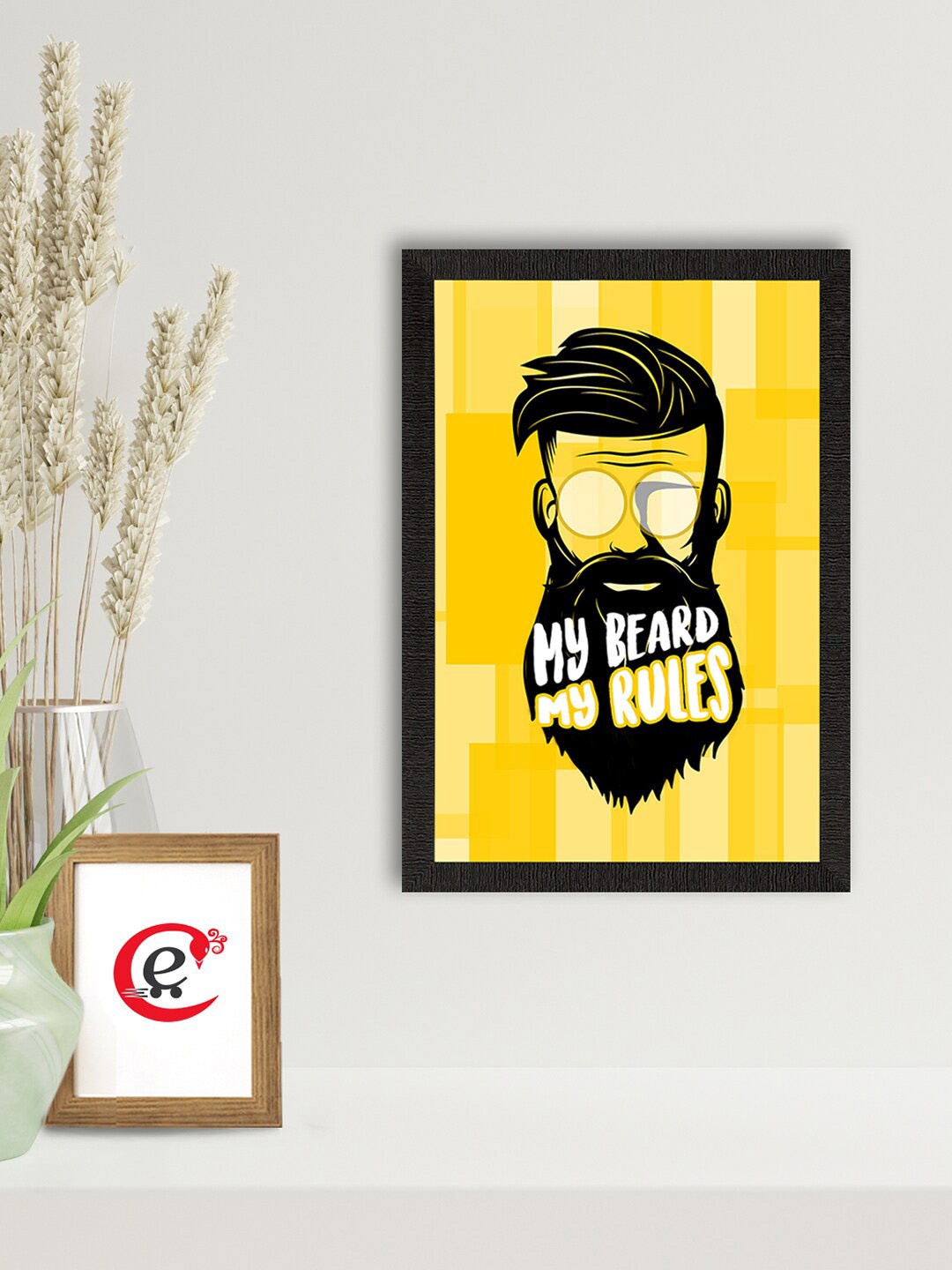 

eCraftIndia Yellow & Black Motivational Quote Printed Framed UV Art Painting