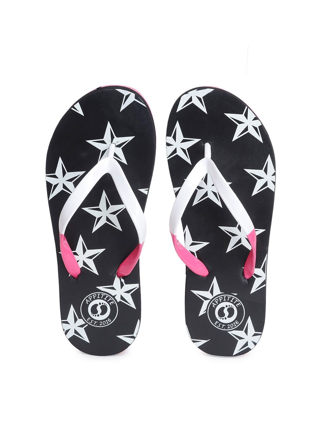 

APPITITE Women Black & White Printed Rubber Slip-On