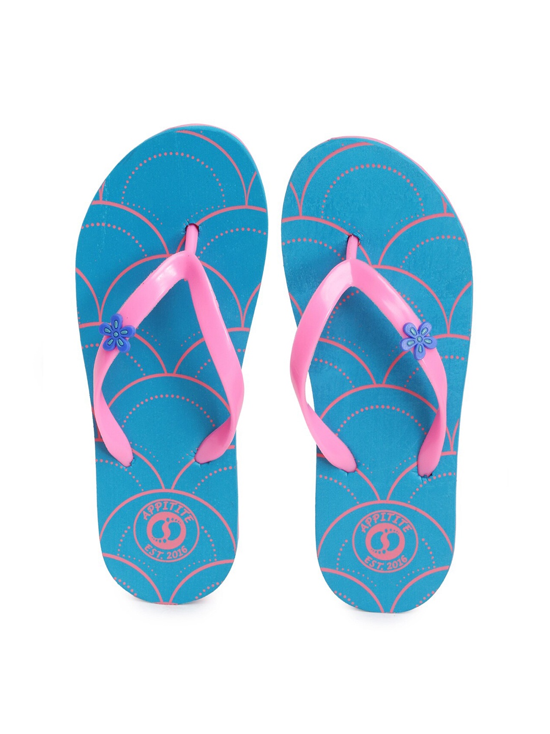 

APPITITE Women Blue Printed Rubber Thong Flip-Flops