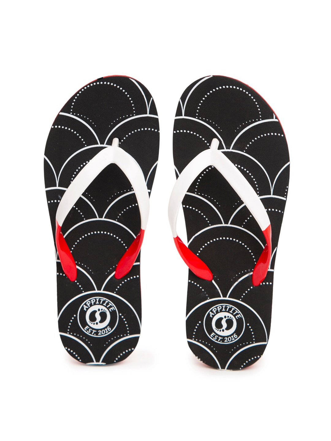 

APPITITE Women Black & White Printed Rubber Thong Flip-Flops