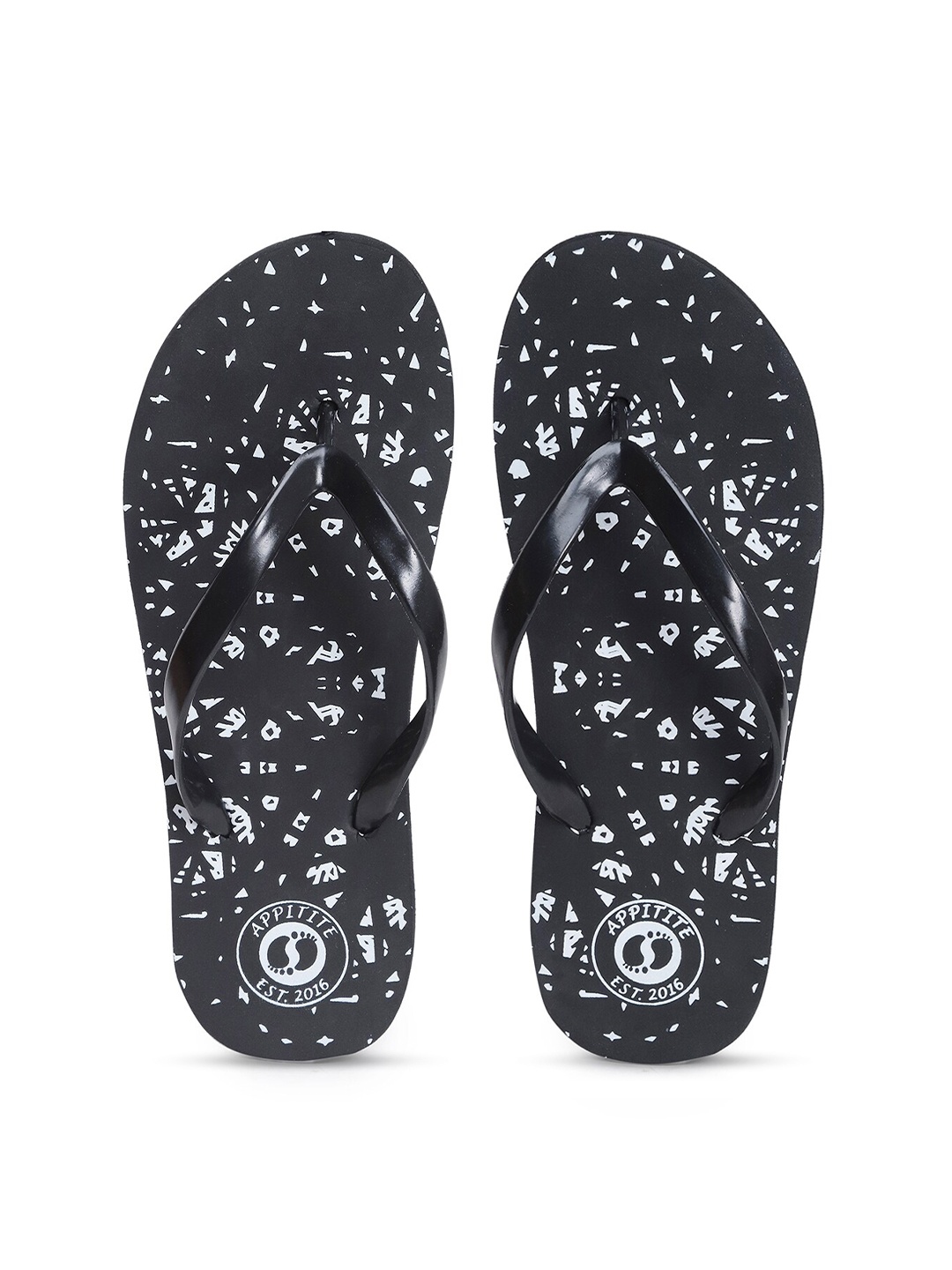 

APPITITE Women Black & White Printed Rubber Thong Flip-Flops