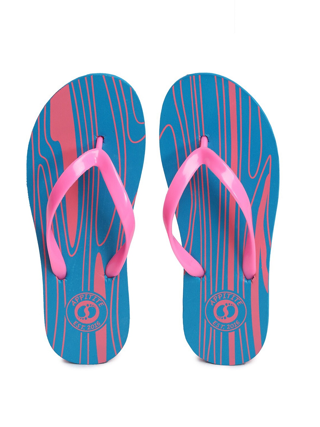 

APPITITE Women Blue & Pink Printed Rubber Slip-On