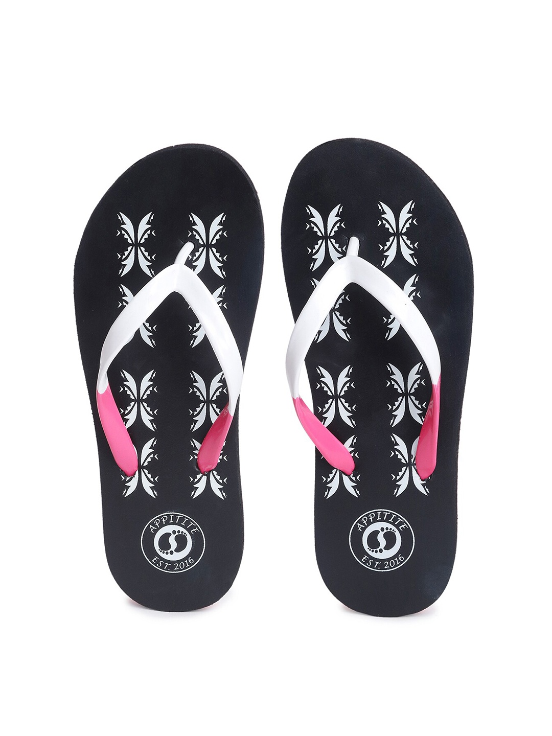 

APPITITE Women Black & White Printed Rubber Slip-On