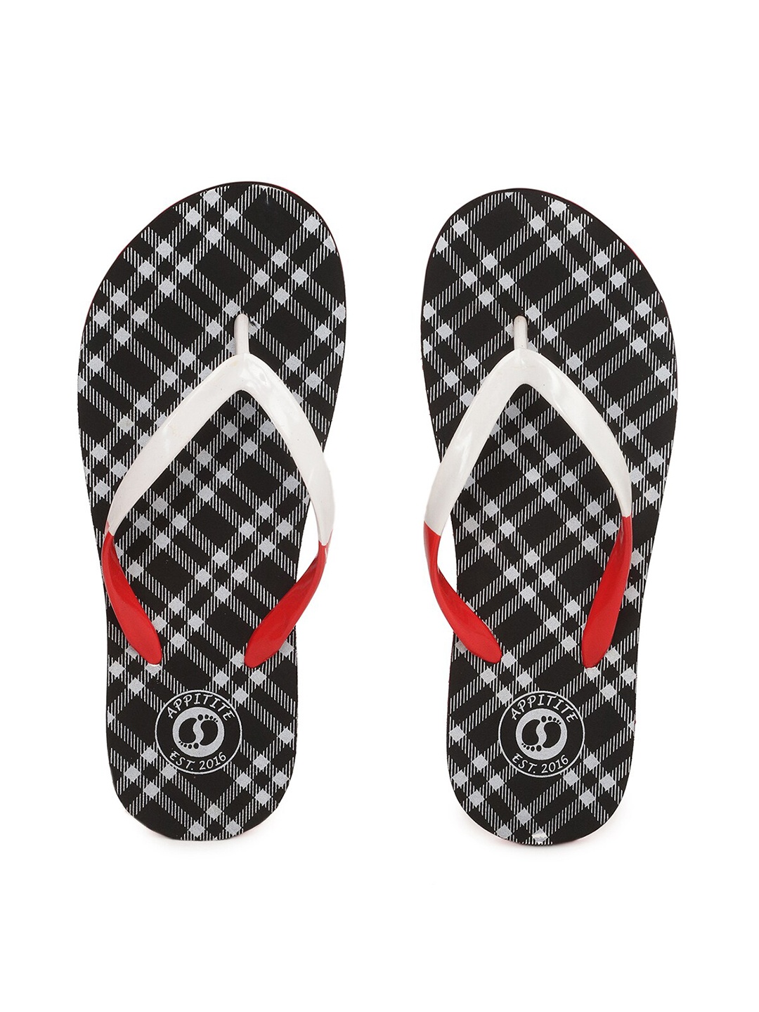 

APPITITE Women Black & White Printed Rubber Thong Flip-Flops