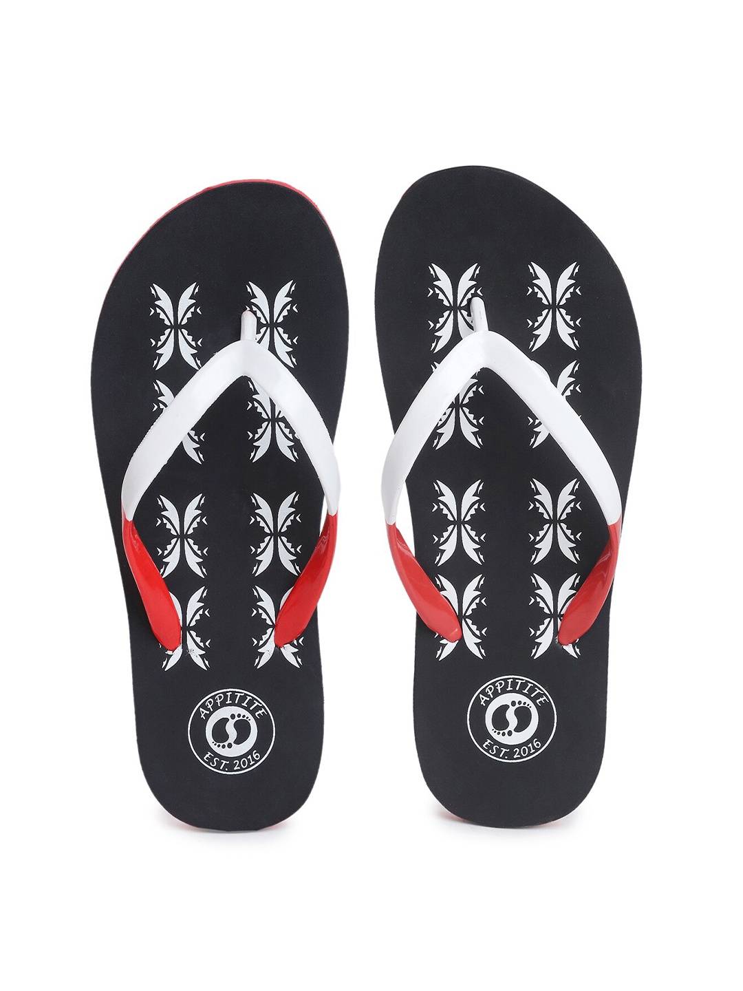 

APPITITE Women Black & Red Printed Rubber Thong Flip-Flops