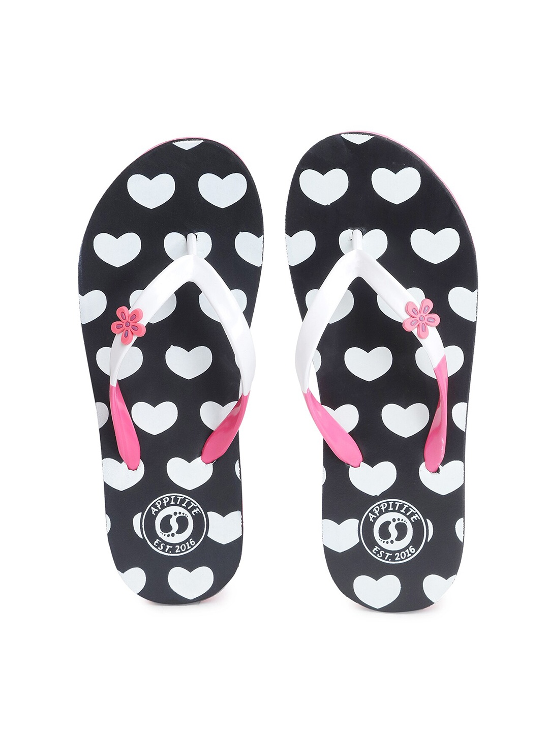 

APPITITE Women Black & White Printed Rubber Slip-On