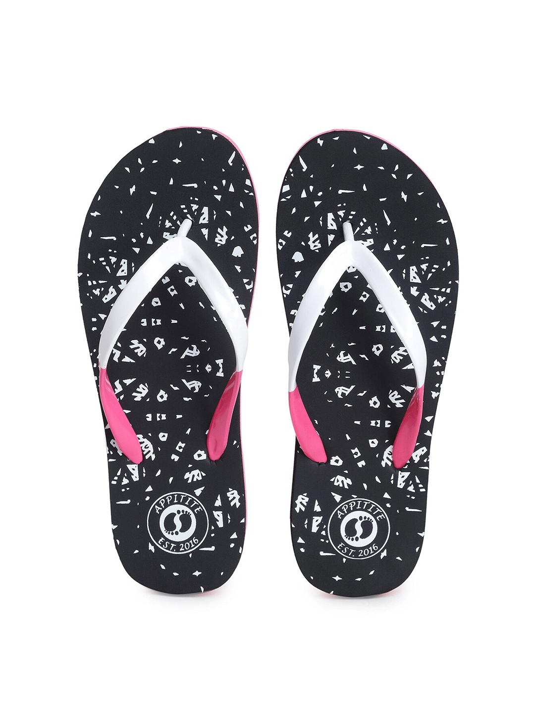 

APPITITE Women Black & White Printed Rubber Slip-On