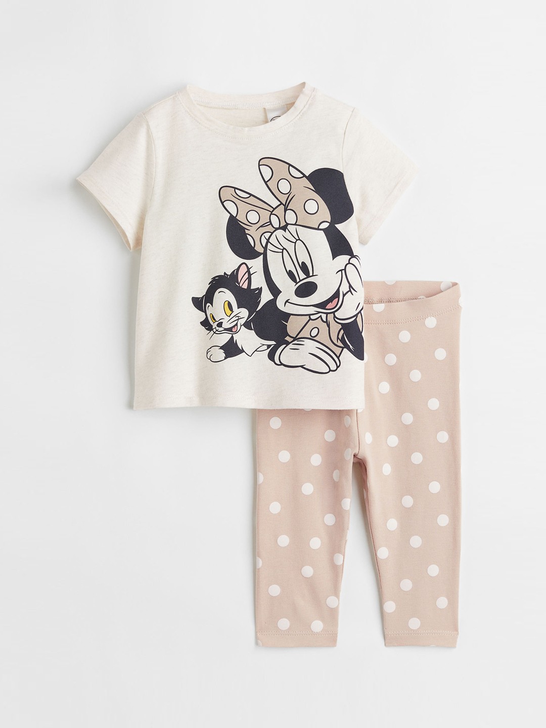 

H&M Girls Pink & White Minnie Mouse Featured 2-Piece Printed Set