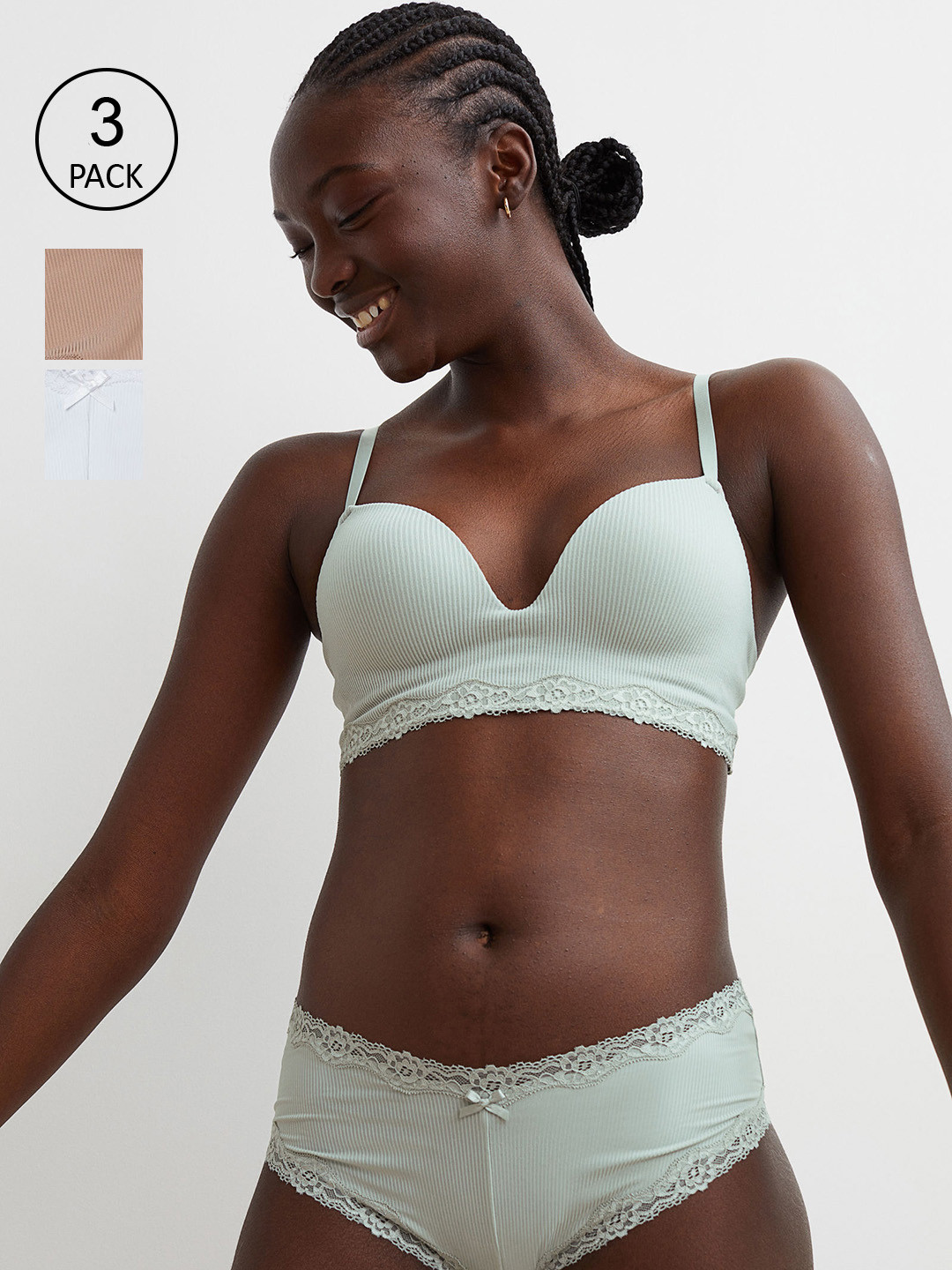 

H&M Women 3-Pack Hipster Briefs, White