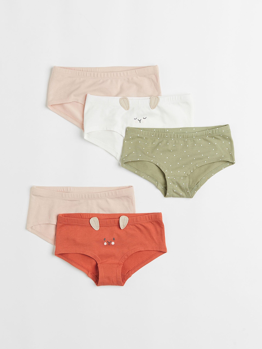 

H&M Girls 5-Pack Hipster Briefs, White