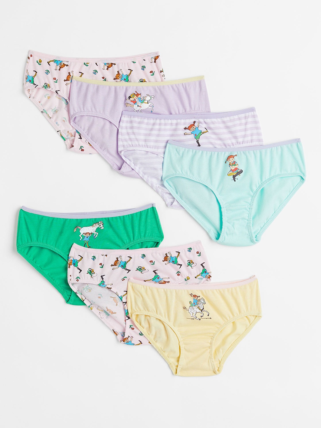 

H&M Girls Pack Of 7 Printed Pure Cotton Briefs, Green