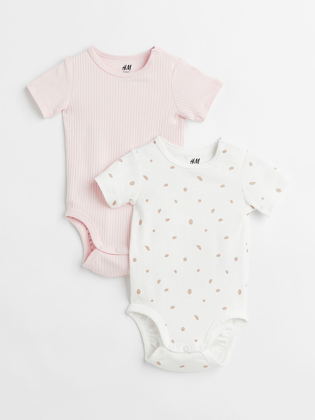 

H&M Infants Boys 2-Pack Cotton Bodysuits, Pink