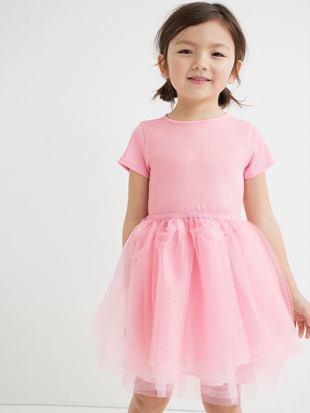 

H&M Girls Pink Solid Tulle Skirt Dress