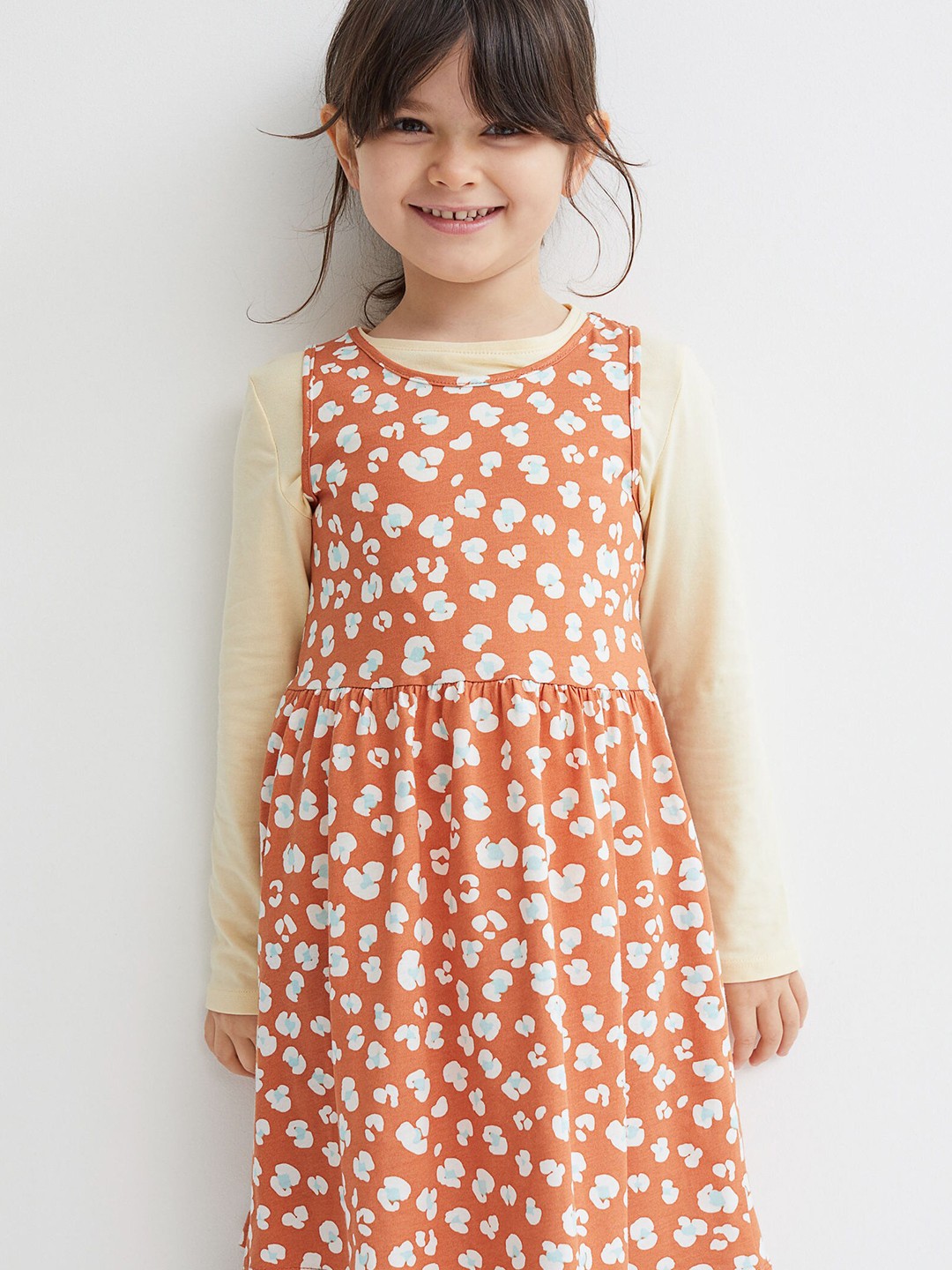 

H&M Girls Beige Patterned Jersey Dress