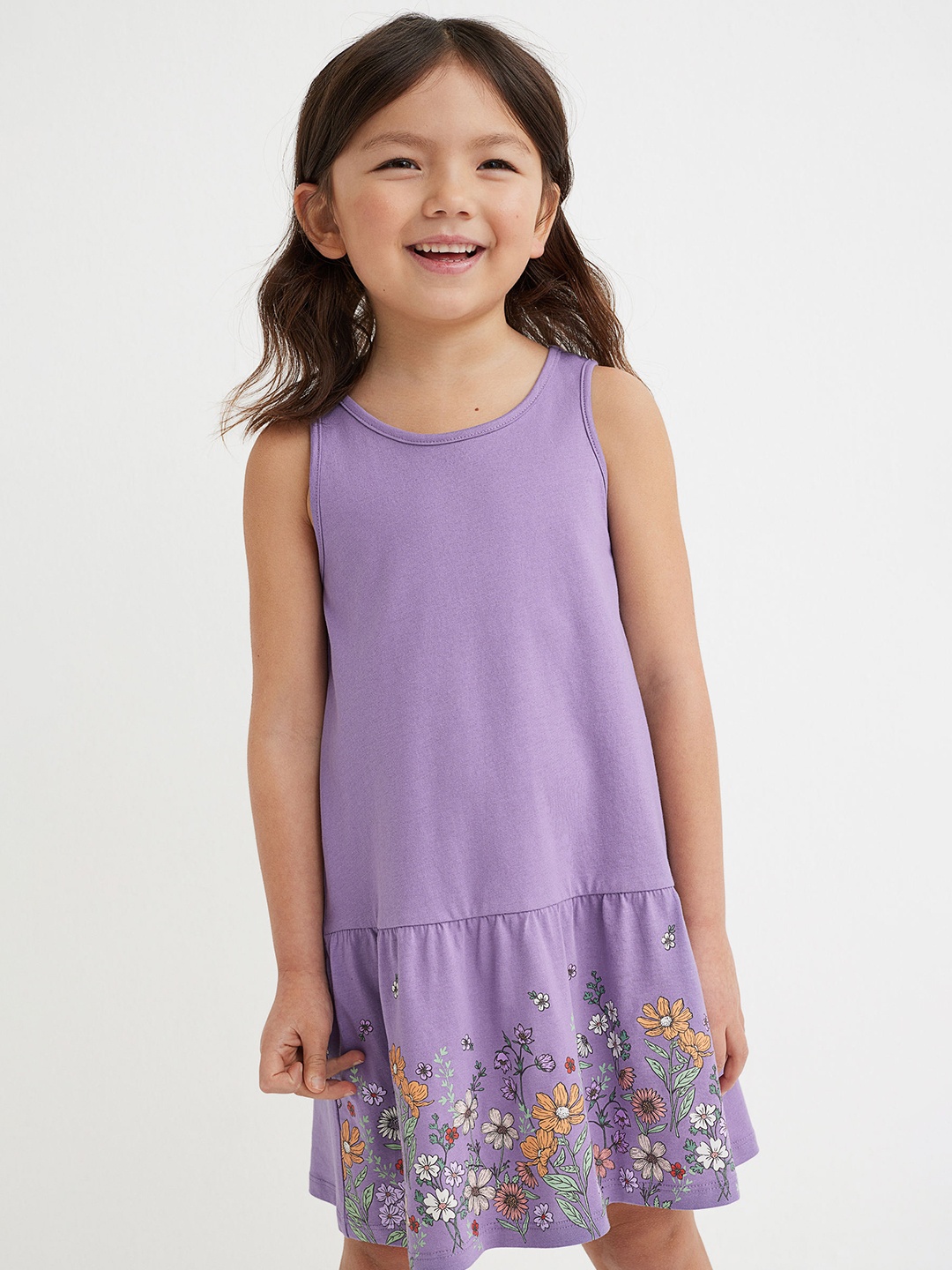 

H&M Girls Purple Floral Patterned Jersey Dress