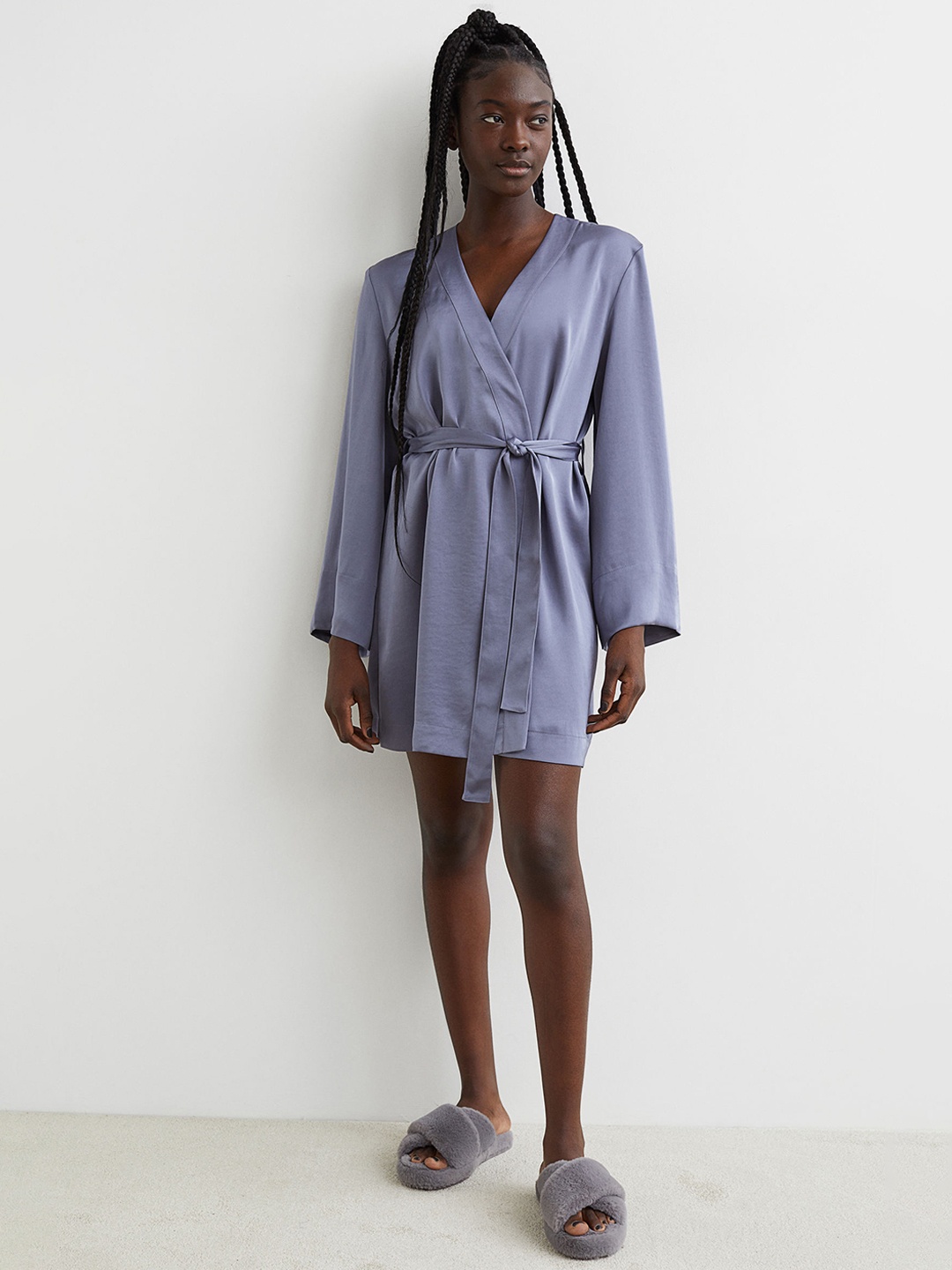

H&M Women Blue Satin Dressing Robe