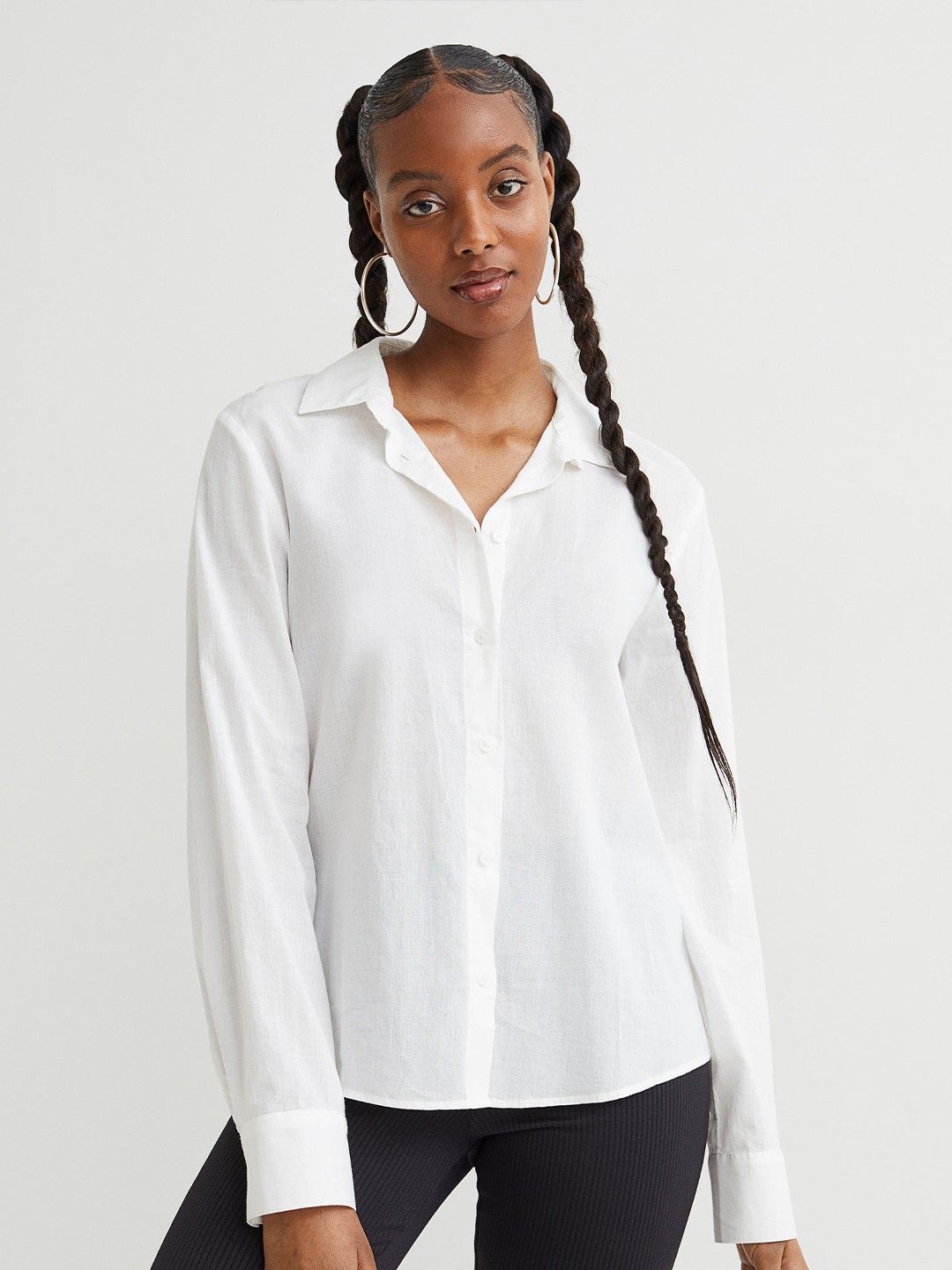 

H&M Women White Regular Fit Cotton Shirt