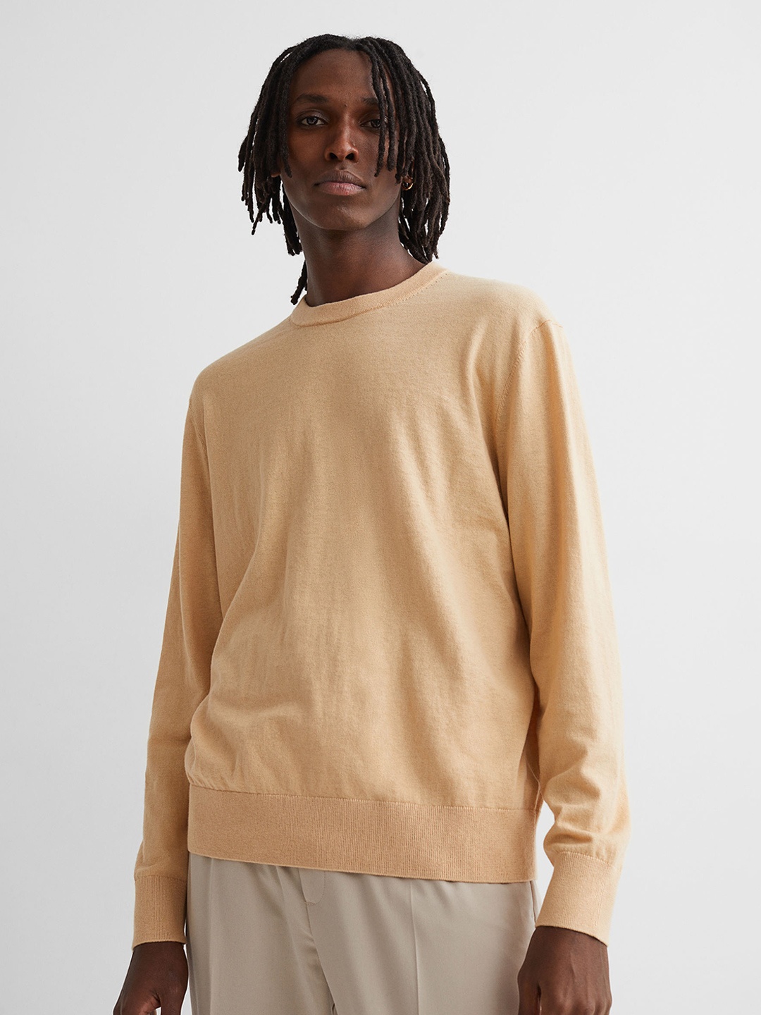 

H&M Men Beige Cashmere-blend Jumper