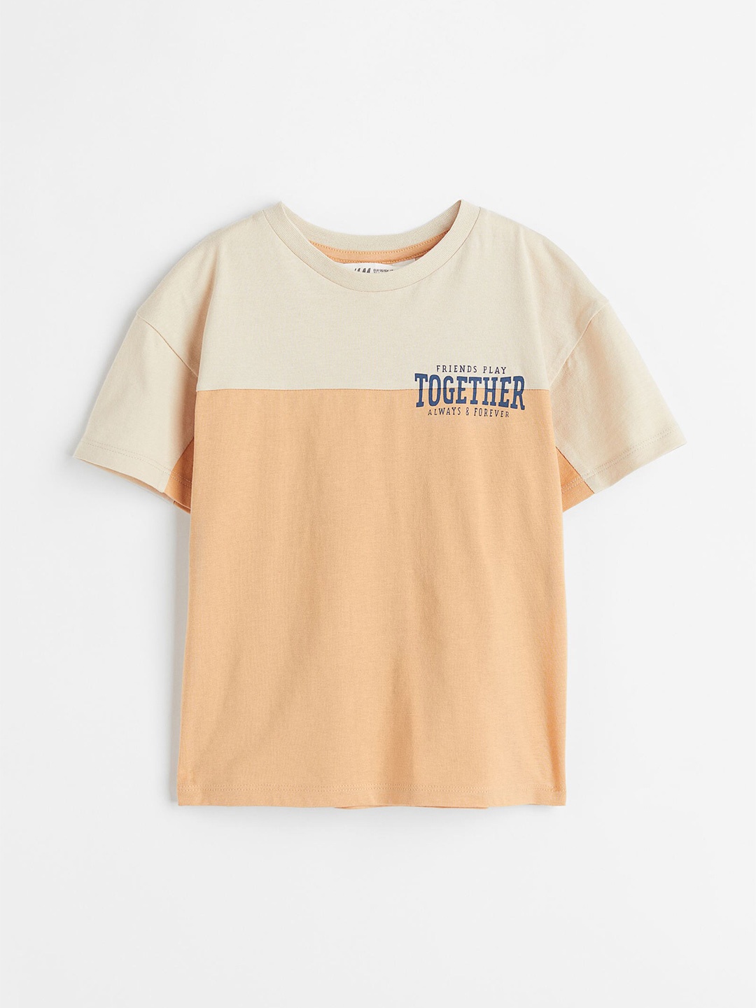 

H&M Boys Beige & Cream Cotton Printed T-shirt