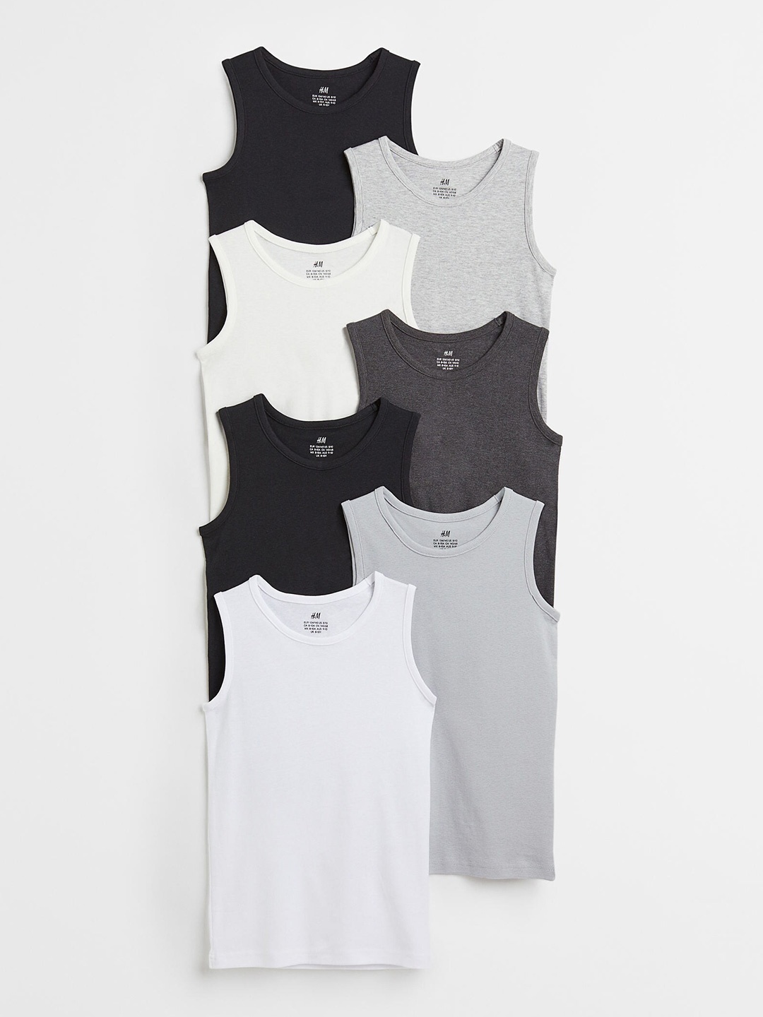 

H&M Boys 7-Pack Vest Tops, Black