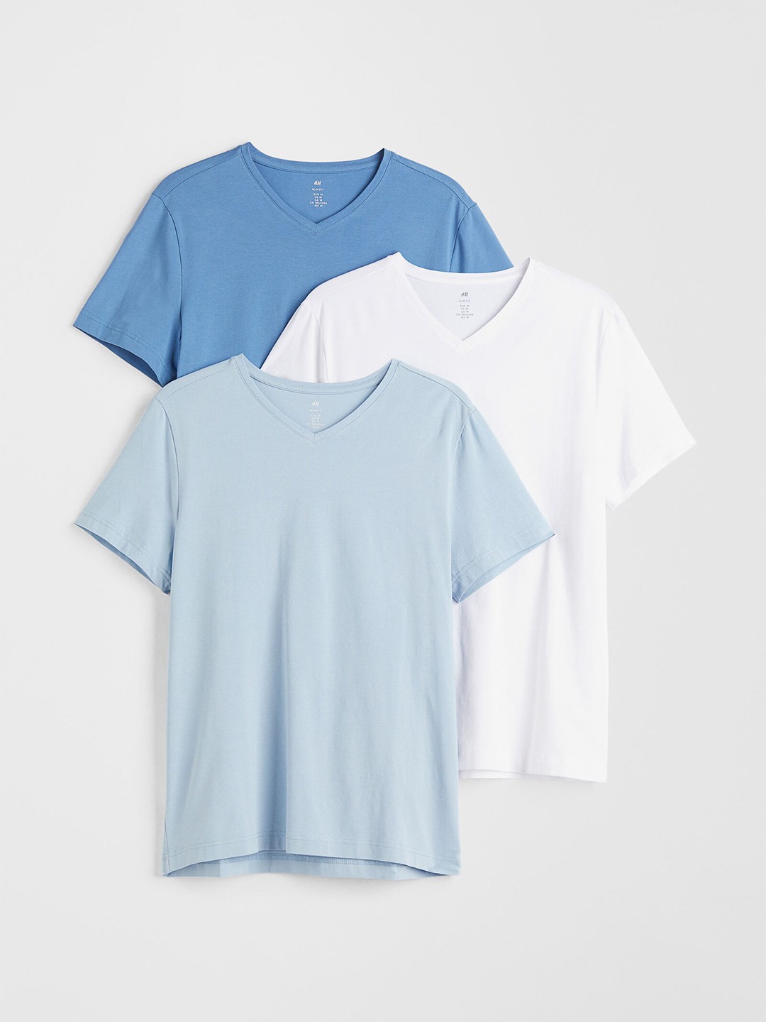 

H&M Men Pack of 3 Slim Fit T-shirts, White