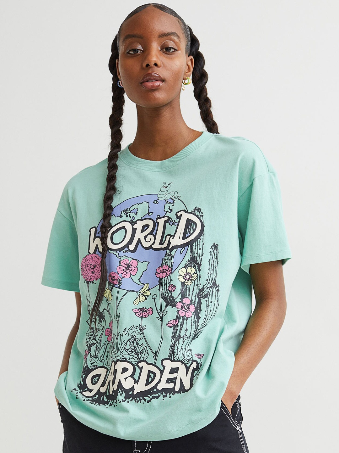 

H&M Women Green Printed T-shirt