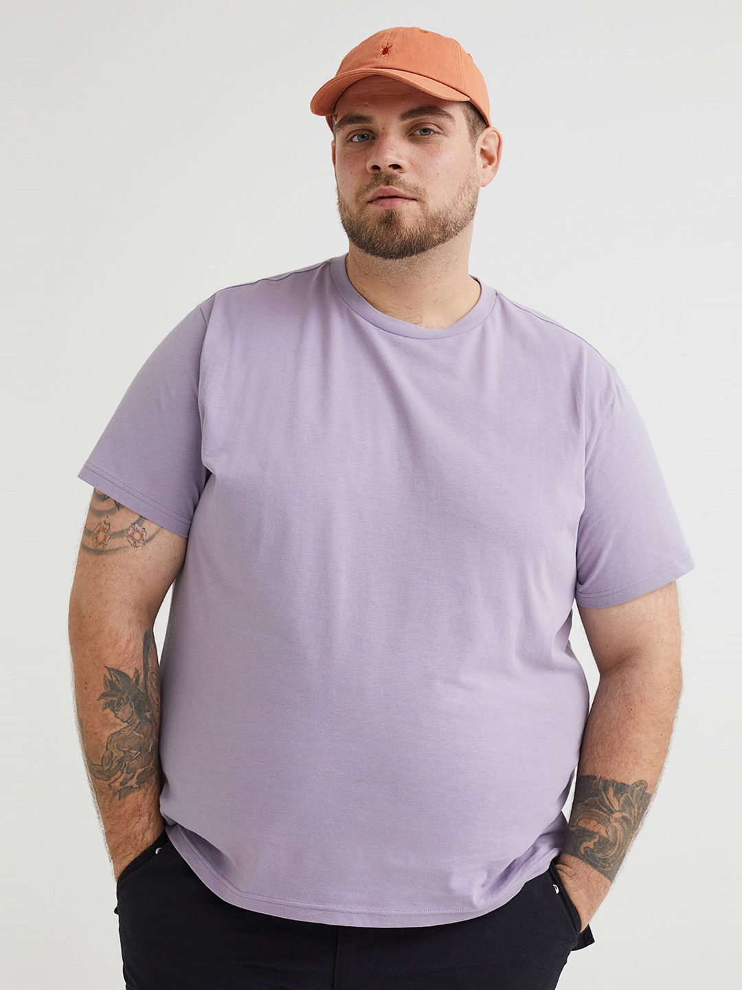 

H&M Purple Pure Cotton Regular Fit Round-Neck T-Shirt