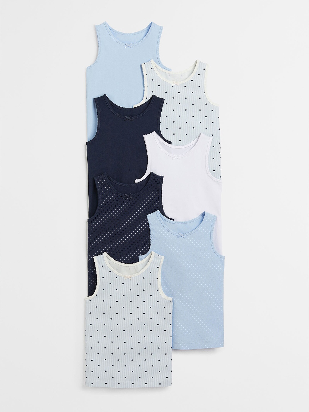 

H&M Girls 7 Pack Cotton Vest Tops, White