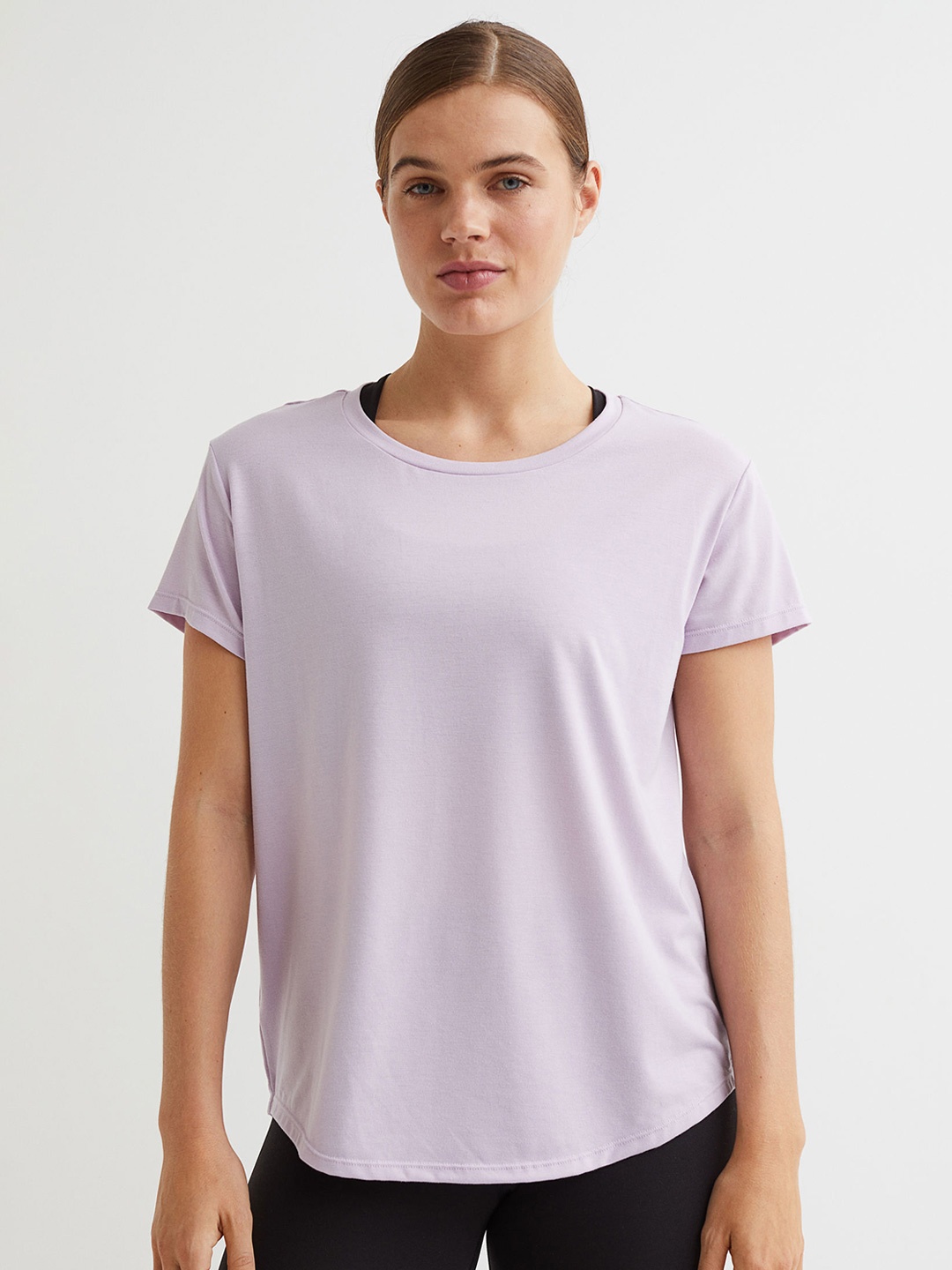 

H&M Women Purple Solid Round Neck Sports Top