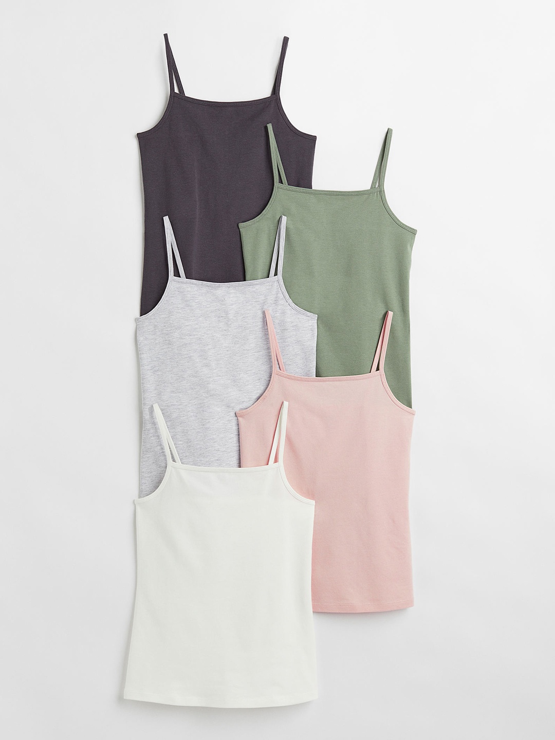 

H&M Girls 5-pack Jersey Strappy Tops, Multi