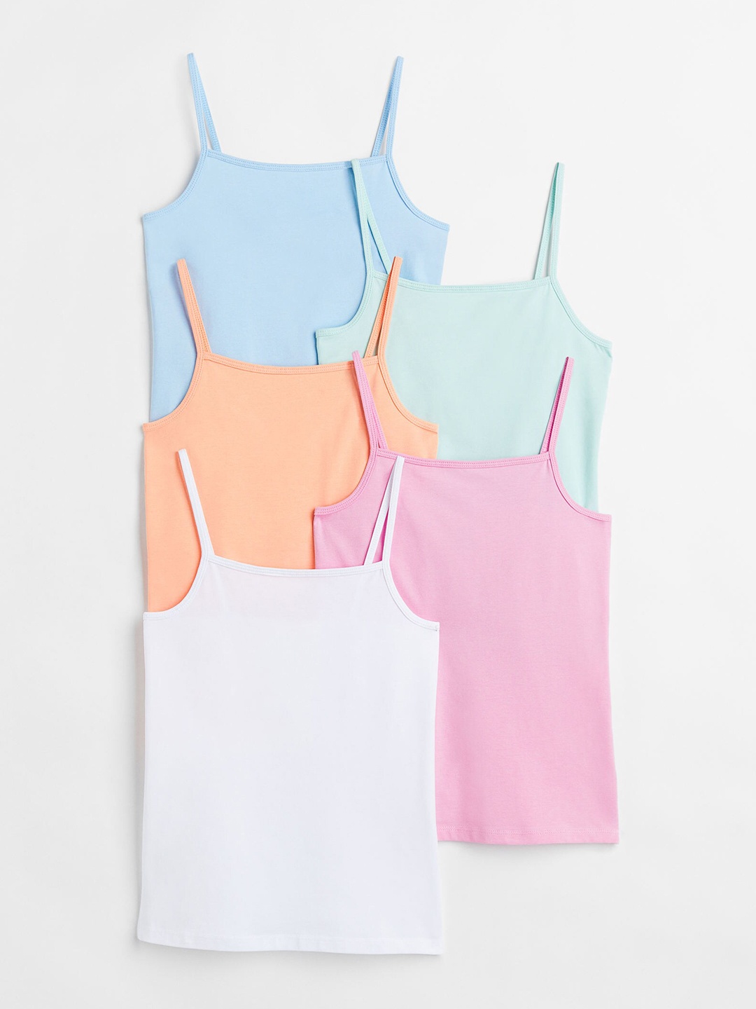 

H&M Girls 5-Pack Jersey Strappy Tops, Blue