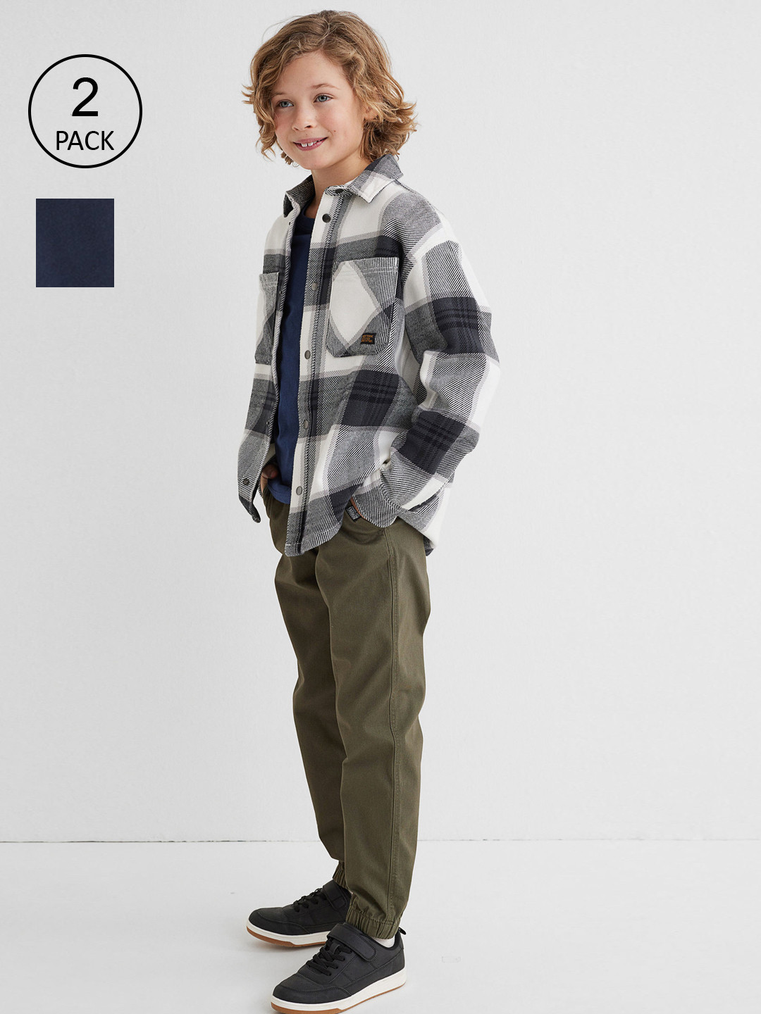 

H&M Boys Pack of 2 Green & Blue Twill Joggers
