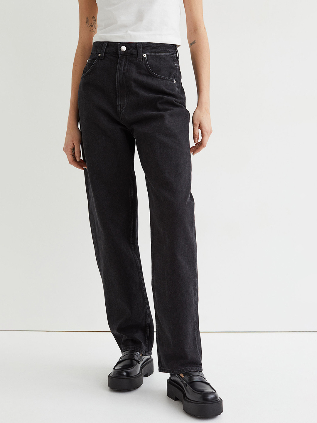 

H&M Women Black 90s Baggy Ultra High Waist Jeans