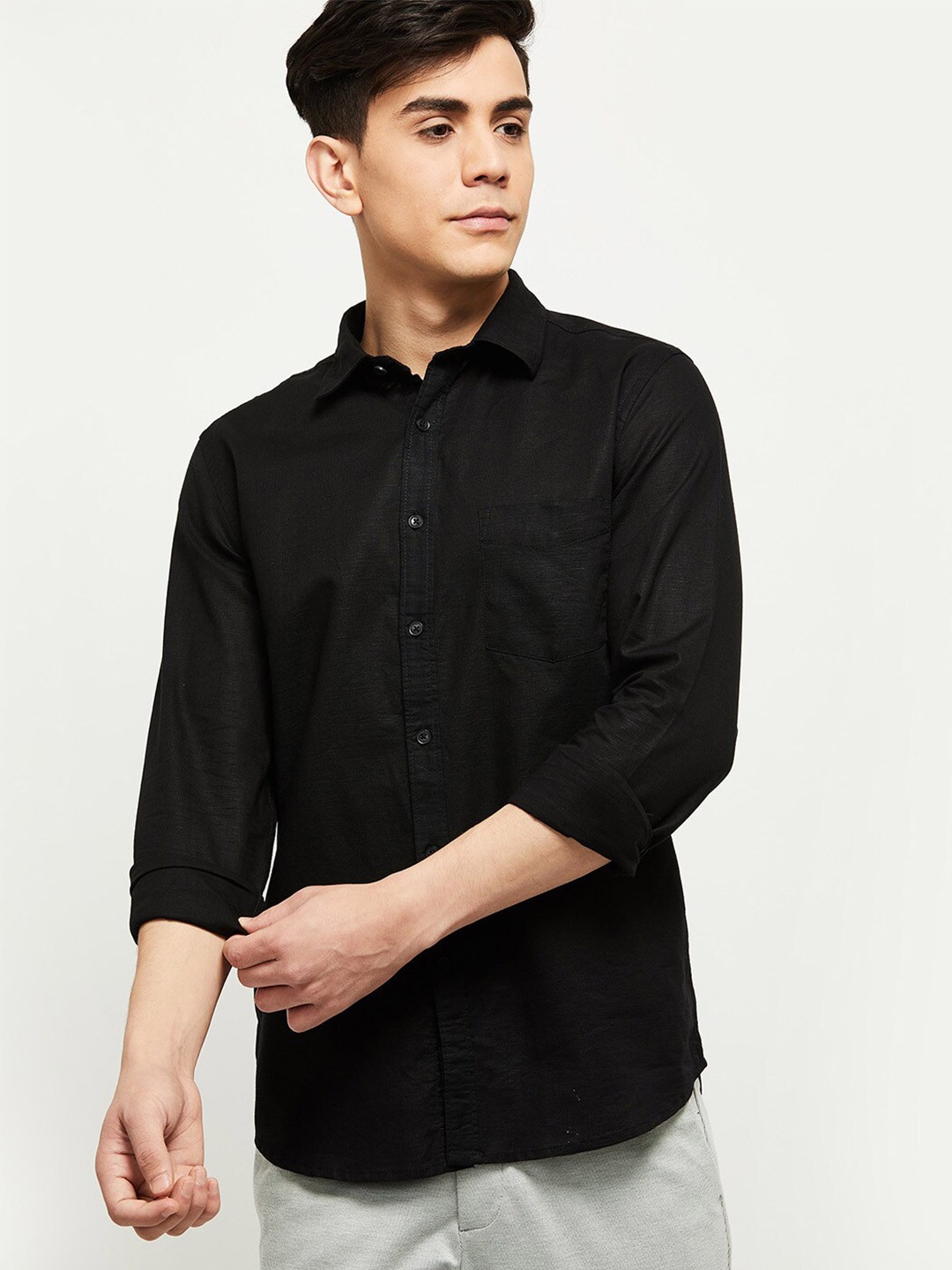 

max Men Black Casual Shirt