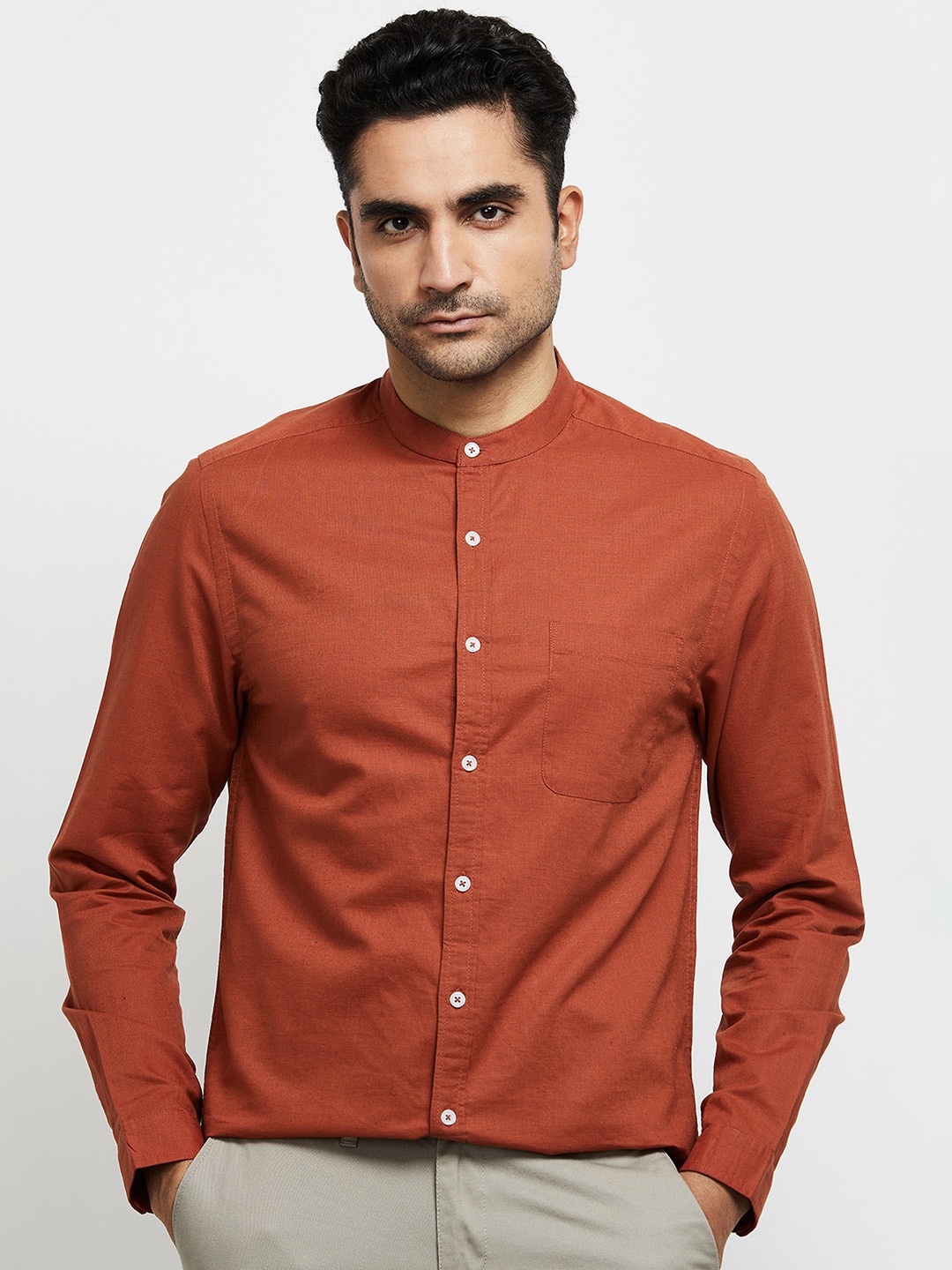 

max Men Rust Casual Shirt