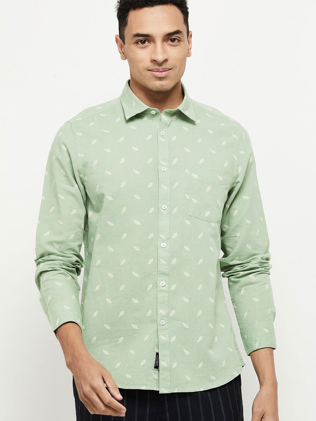 

max Green Printed Casual Shirt