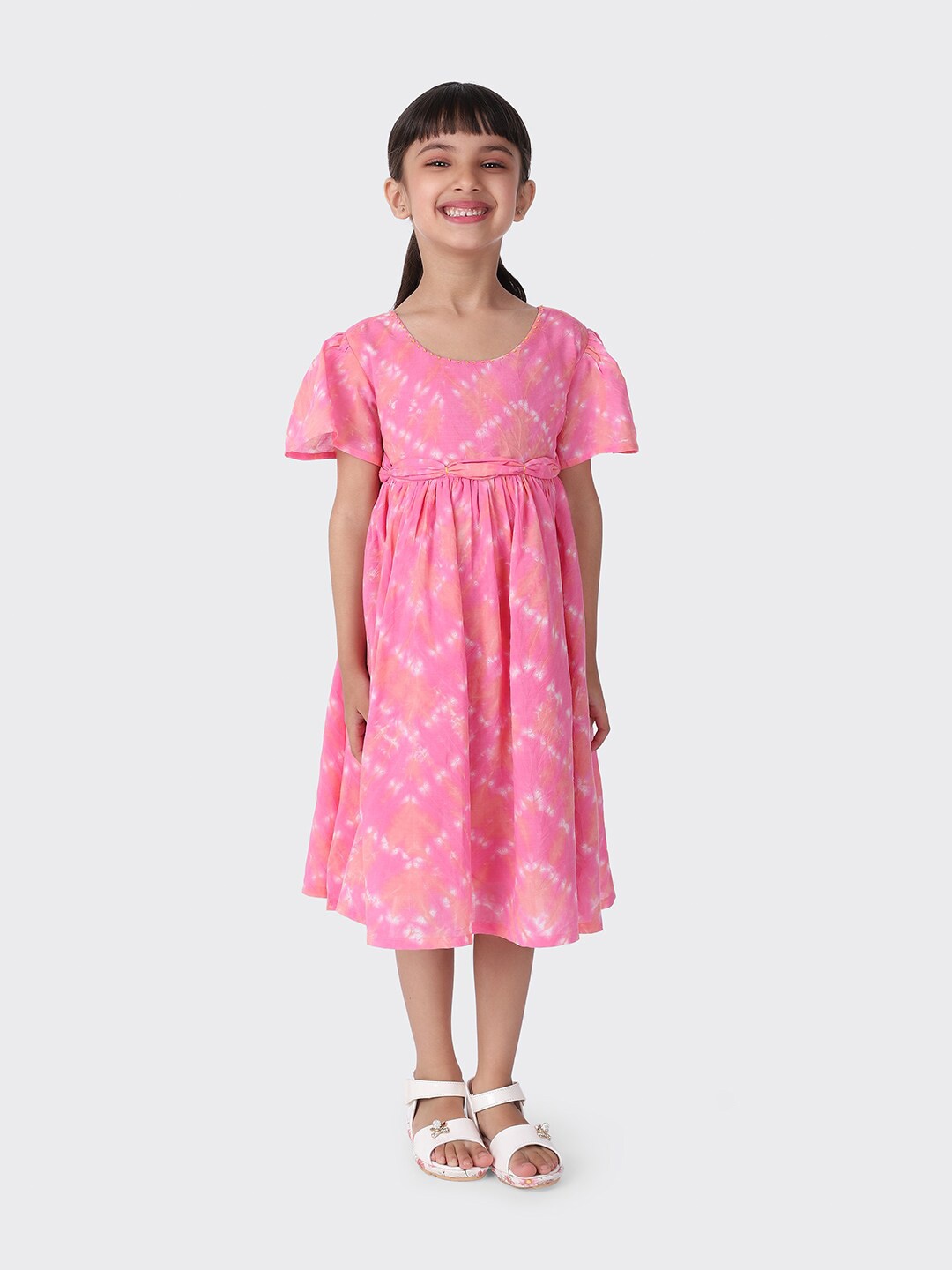 

Fabindia Pink Ethnic Motifs Empire Midi Dress