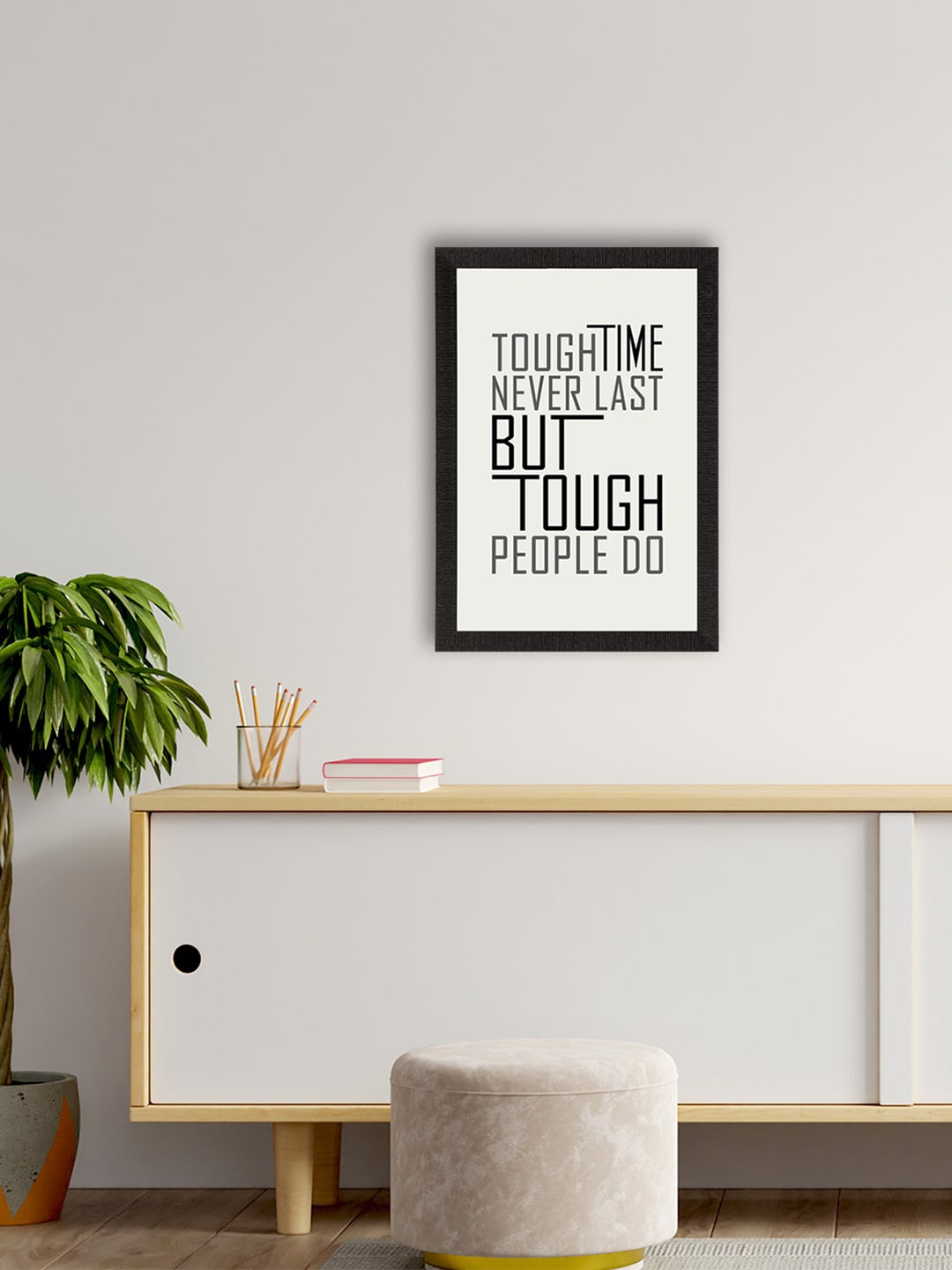

eCraftIndia White & Black Motivational Quote Printed Framed UV Art Painting