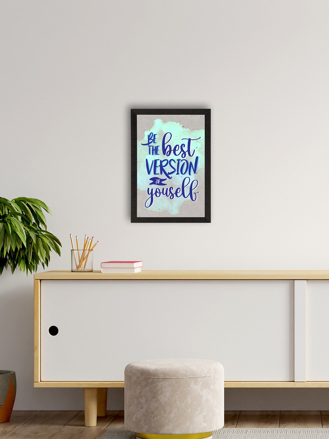 

eCraftIndia Grey & Blue Motivational Quote UV Art Wall Painting