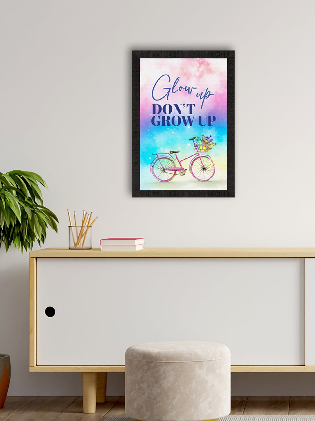 

eCraftIndia Pink & Blue Motivational Quote Printed Framed UV Art Painting