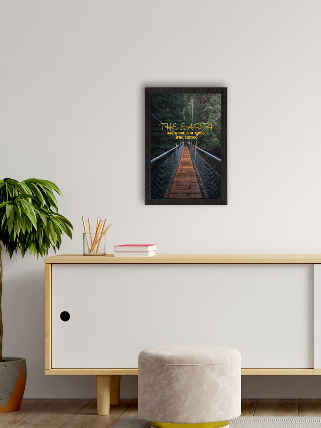 

eCraftIndia Green & Brown Motivational Quote Printed Framed UV Art Painting
