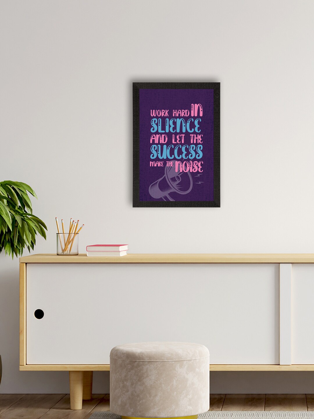 

eCraftIndia Purple & Blue Motivational Quote Printed Framed UV Art Painting