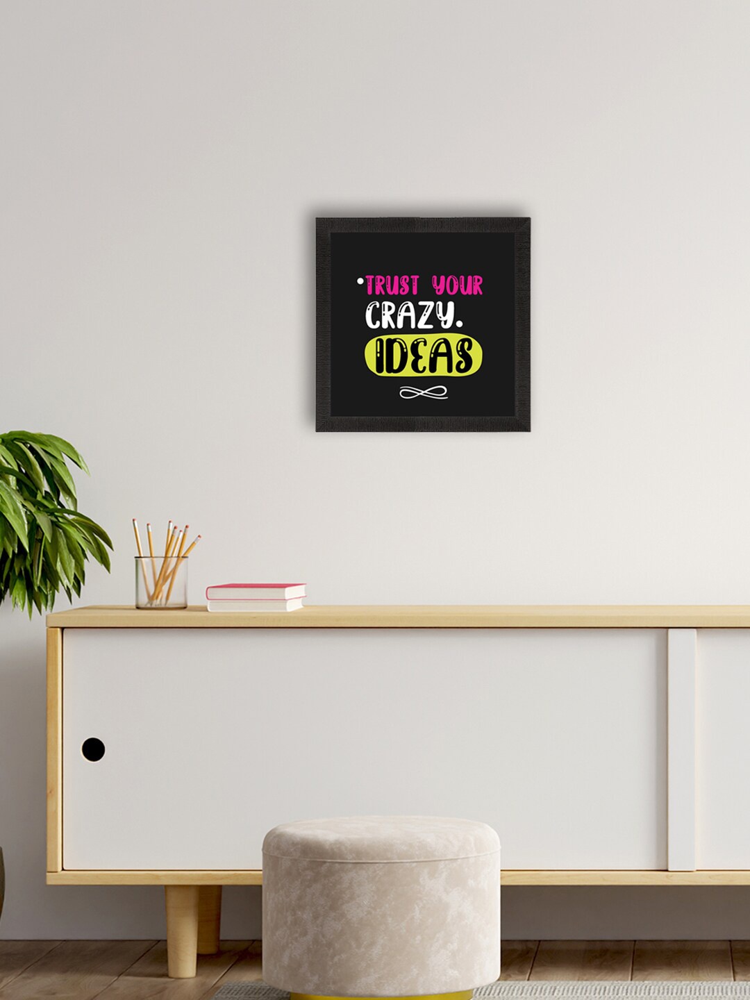 

eCraftIndia Black Motivational Quote Satin Matt Texture UV Art Painting