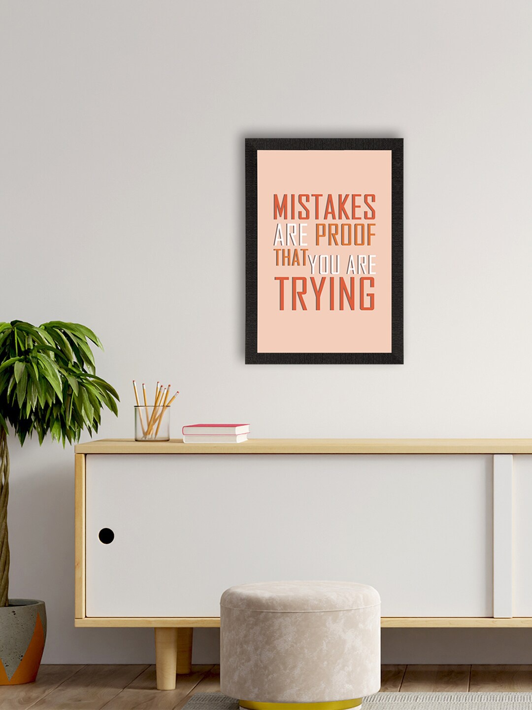 

eCraftIndia Peach-Coloured Motivational Quote Wall Art, Multi