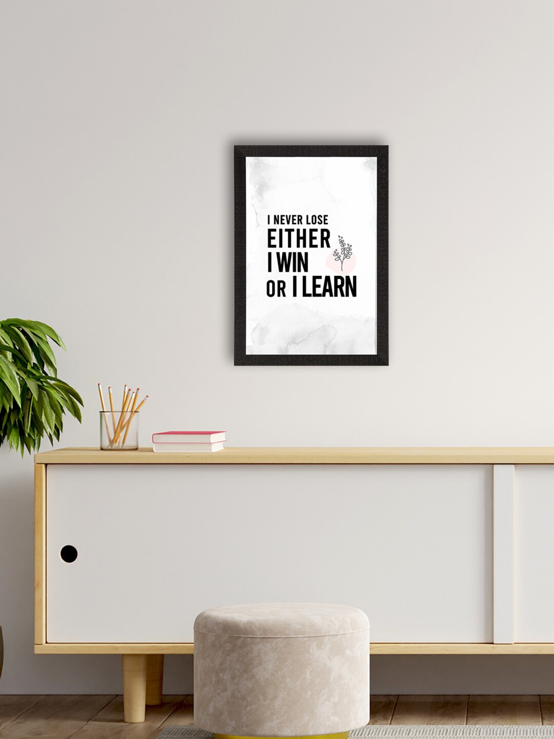 

eCraftIndia White and Black Motivational Quote Printed Framed UV Art Painting