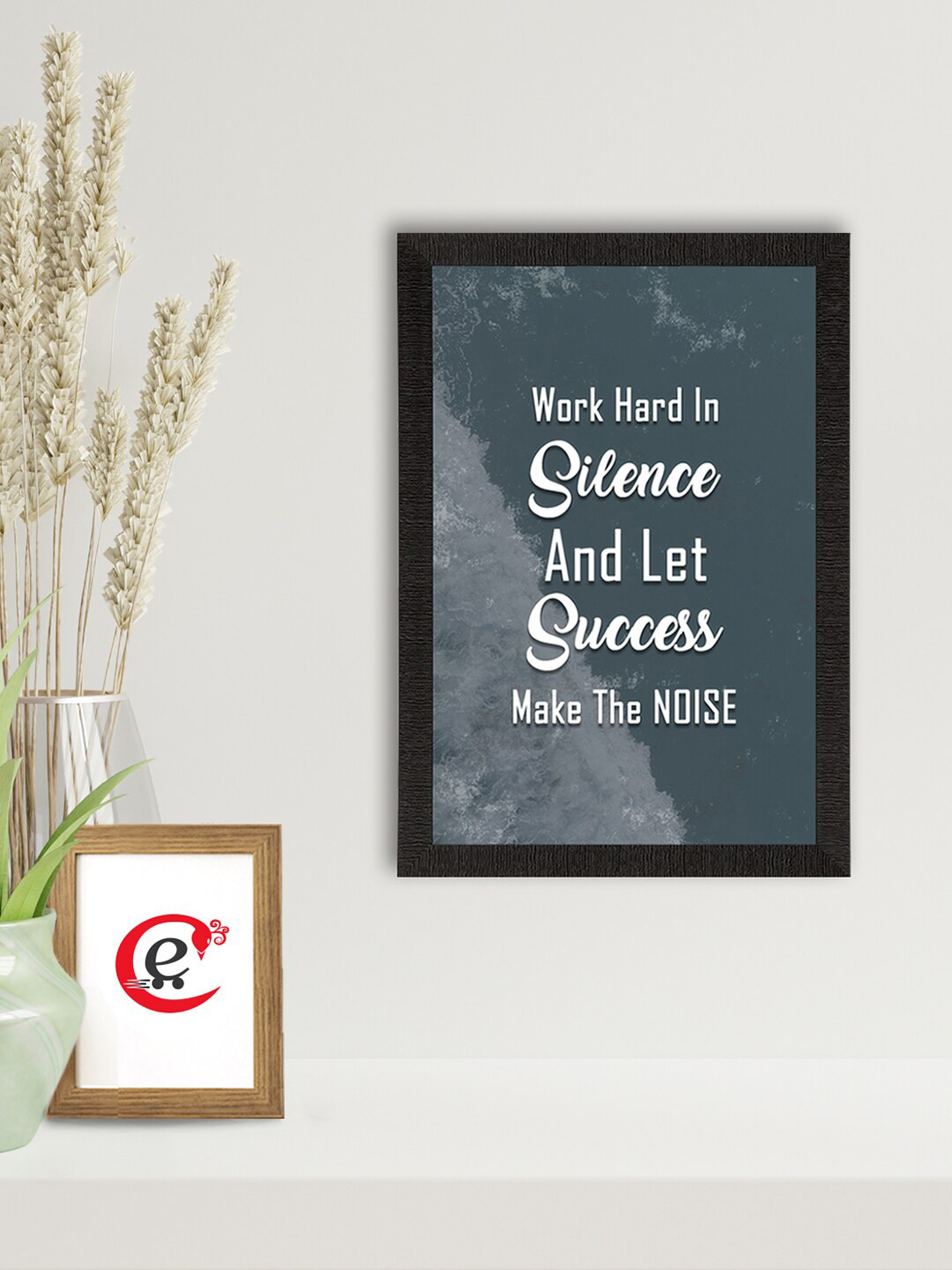 

eCraftIndia Grey & White Motivational Quote Printed Framed UV Art Painting