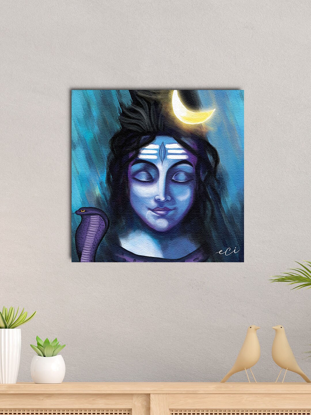 

eCraftIndia Blue Lord Shiva Canvas Wall Painting