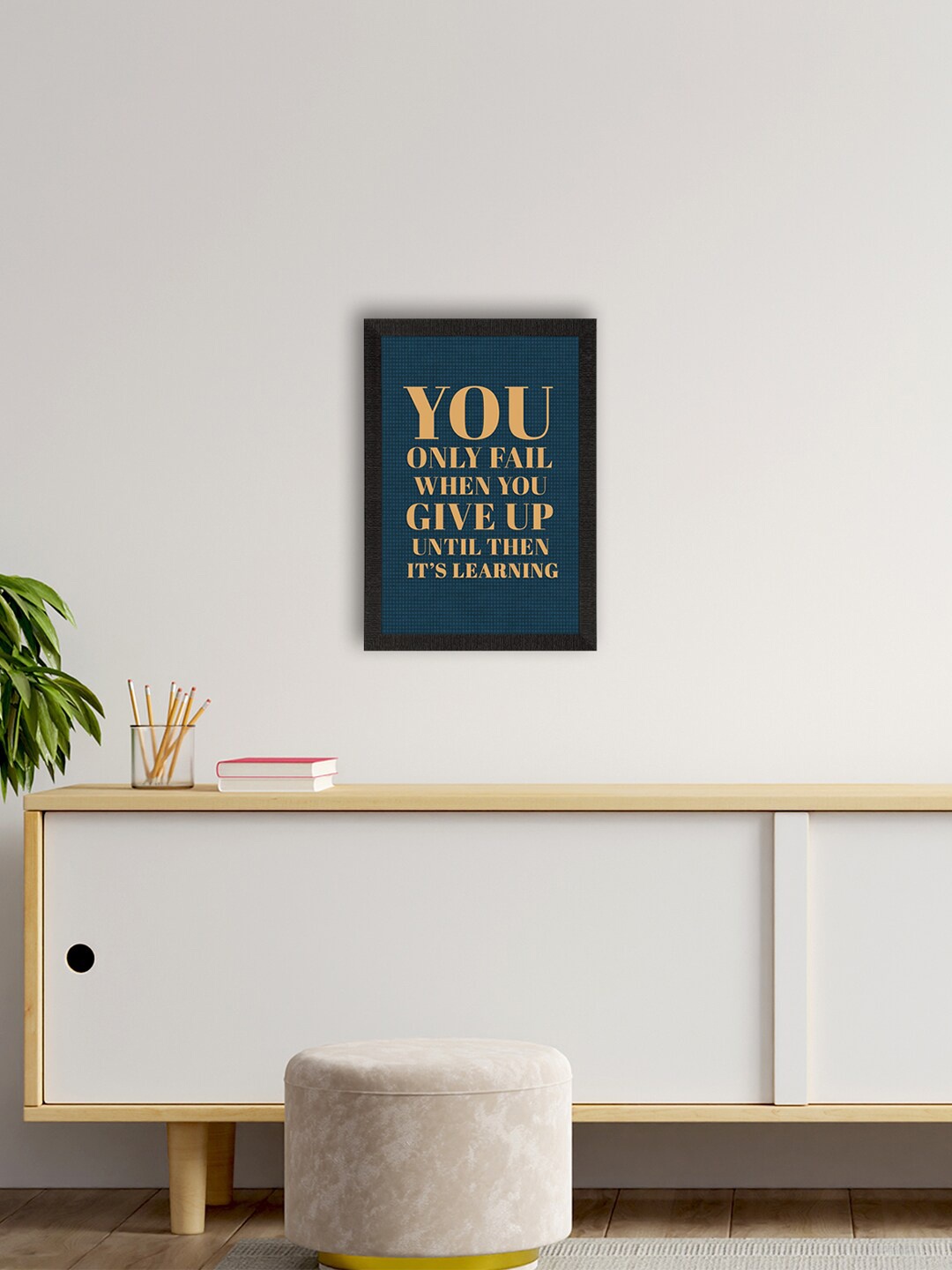 

eCraftIndia Black & Yellow Motivational Quote Printed Framed UV Art Painting