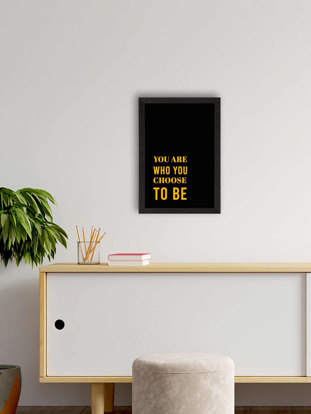 

eCraftIndia Black & Yellow Motivational Quote Printed Framed UV Art Painting