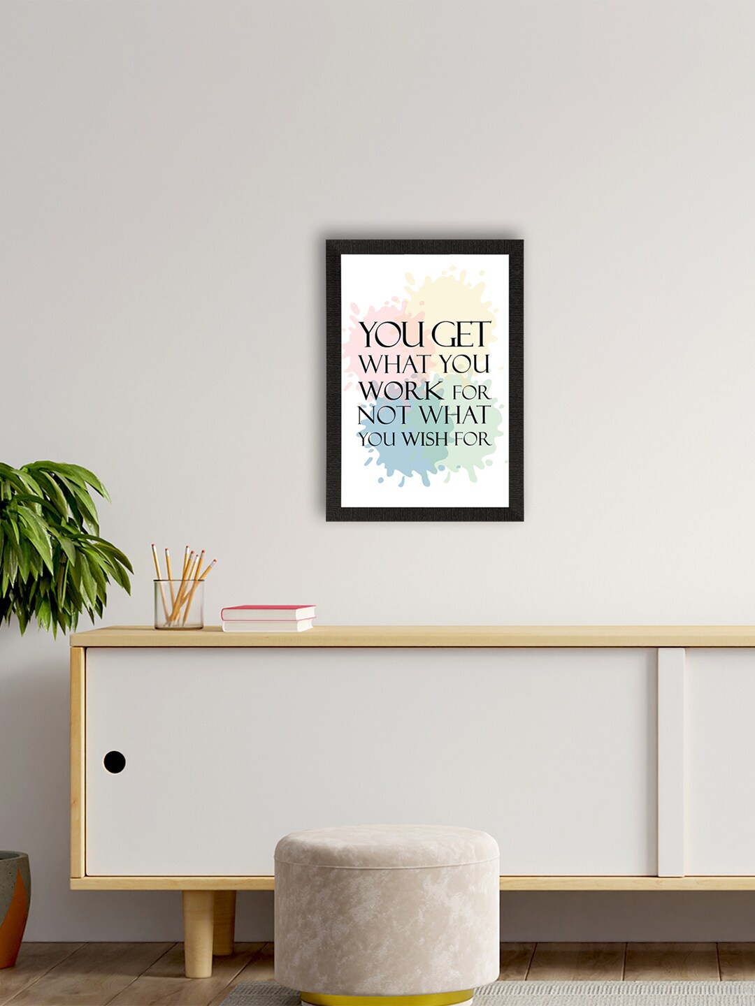 

eCraftIndia White & Black Motivational Quote Printed Framed UV Art Painting